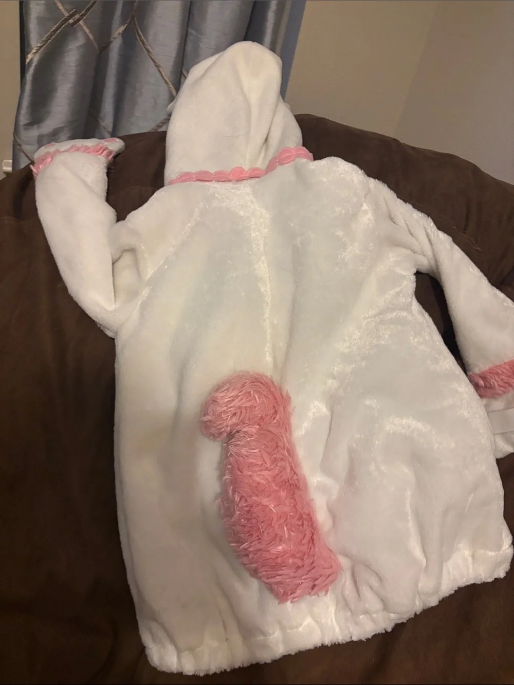 Old Navy White and Pink Plush Cat Costume Hoodie